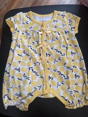 Yellow Lemon Print Baby Romper